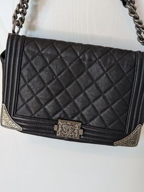 Chanel Black Paris-Dallas Medium Boy Bag- Limited Edition